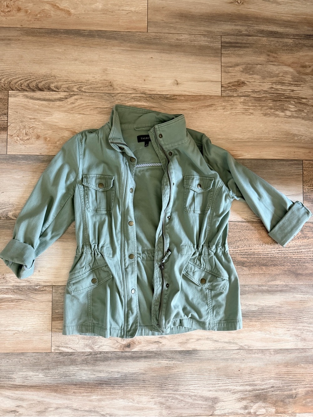 Talbots Sage Green Utility Jacket with Drawstring Waist